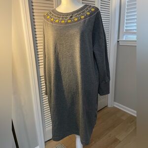 Matilda Jane Gray Long Sleeve Dress with Yellow Embroidery